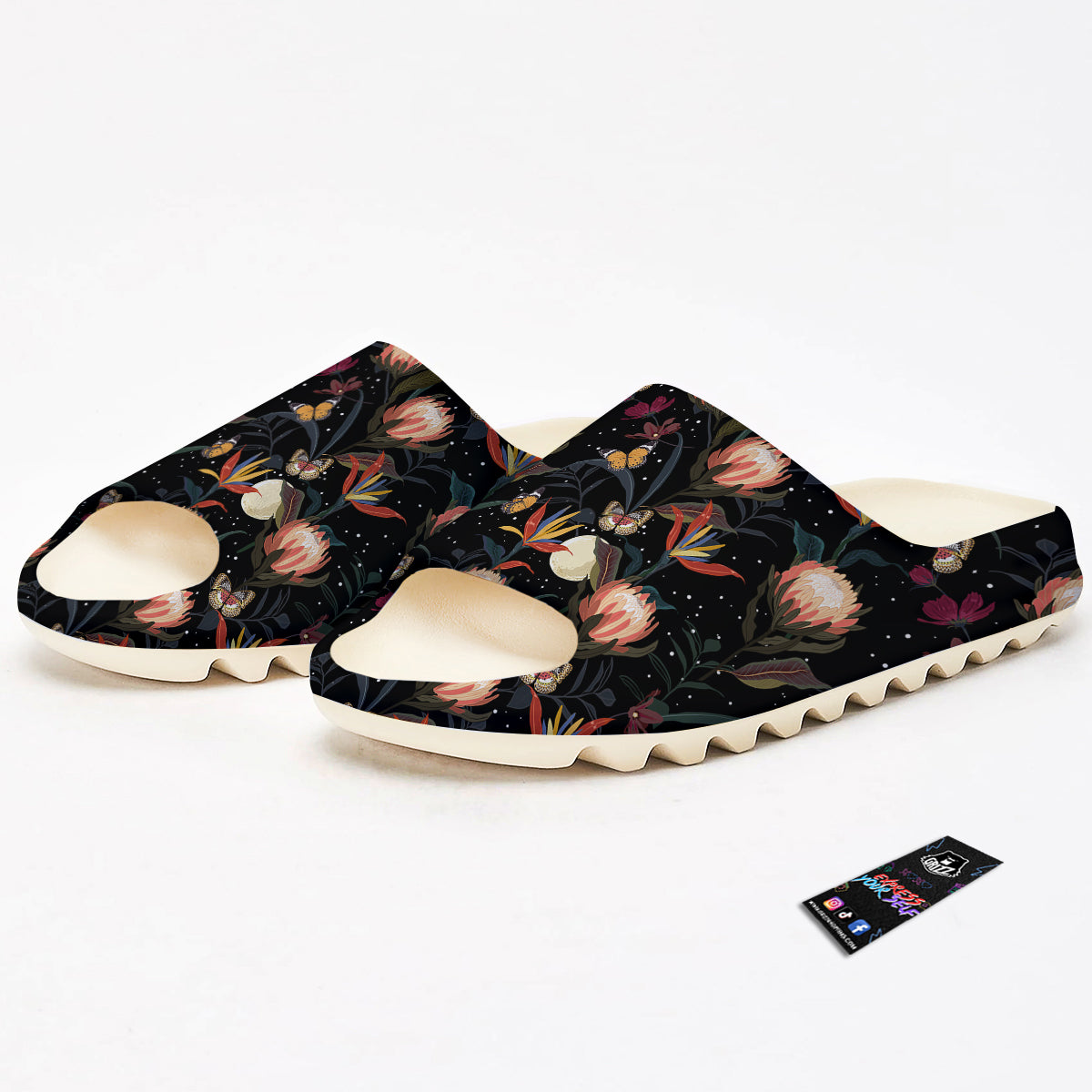 Protea Watercolor Print Pattern Sandals-grizzshop