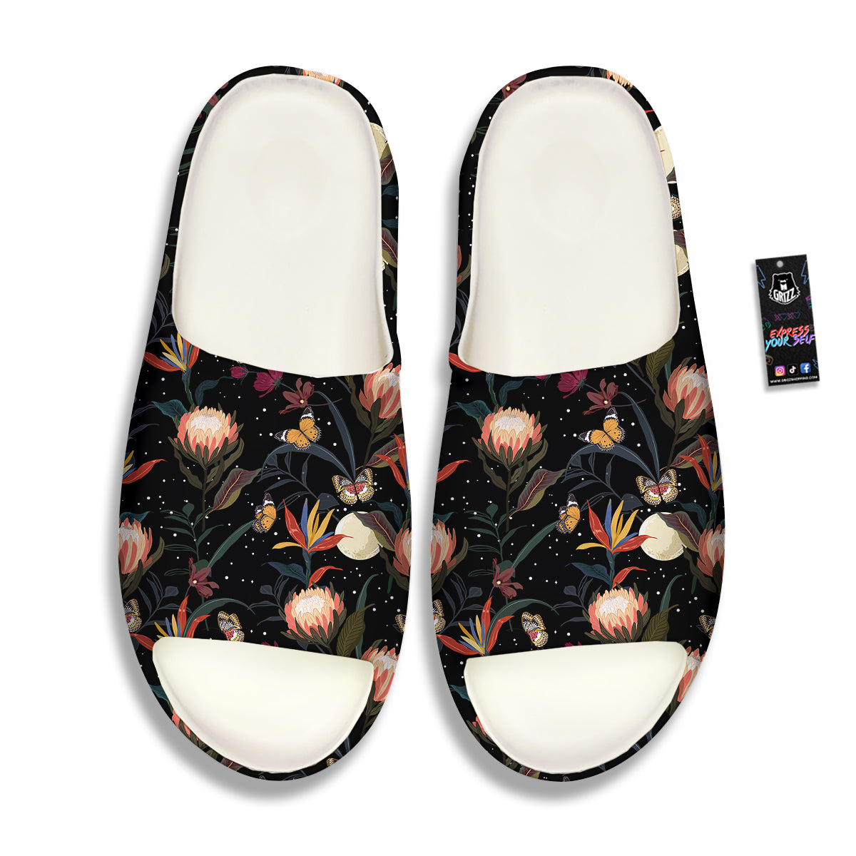 Protea Watercolor Print Pattern Sandals-grizzshop