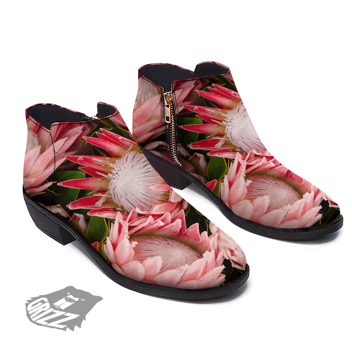 Proteas Bunches Print Ankle Boots-grizzshop