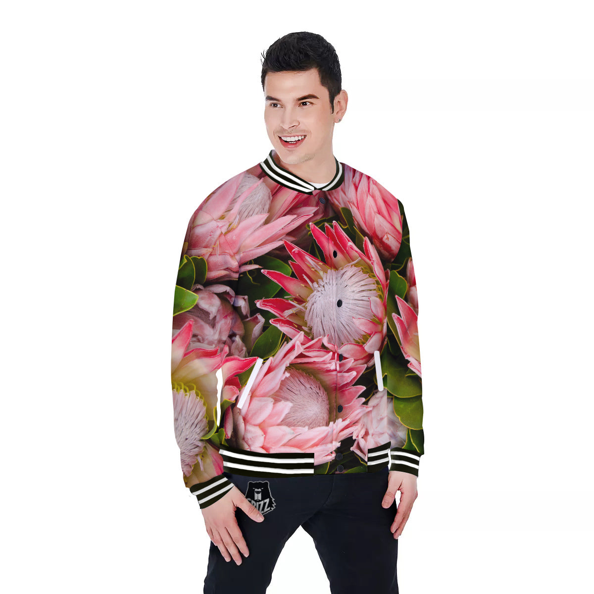Proteas Bunches Print Baseball Jacket-grizzshop