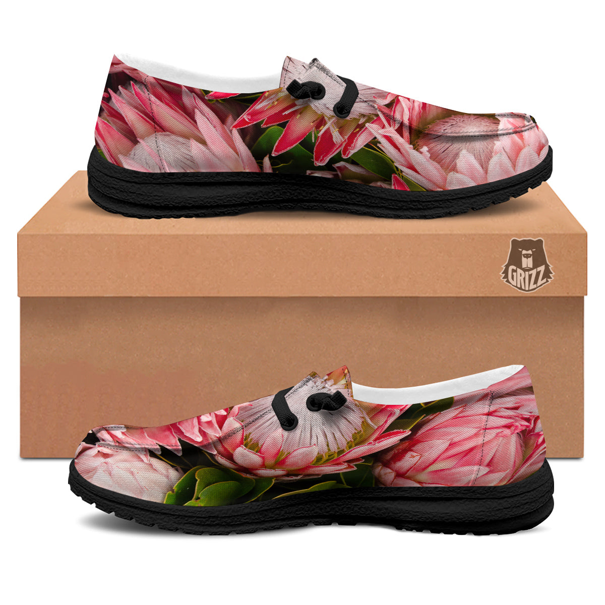 Proteas Bunches Print Black Loafers-grizzshop