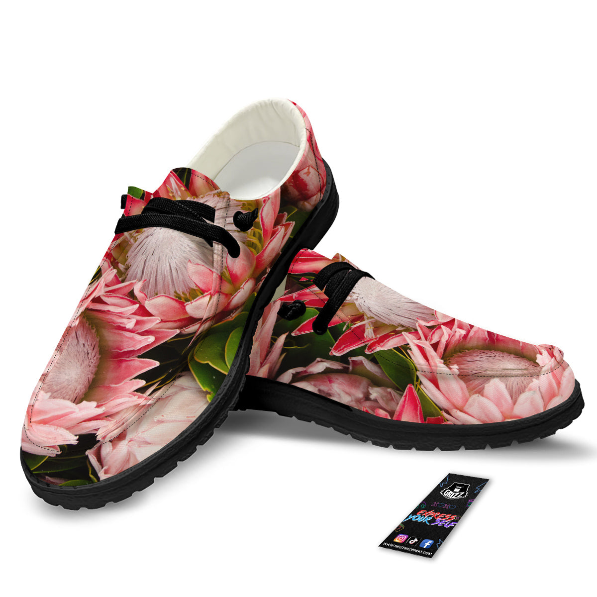 Proteas Bunches Print Black Loafers-grizzshop
