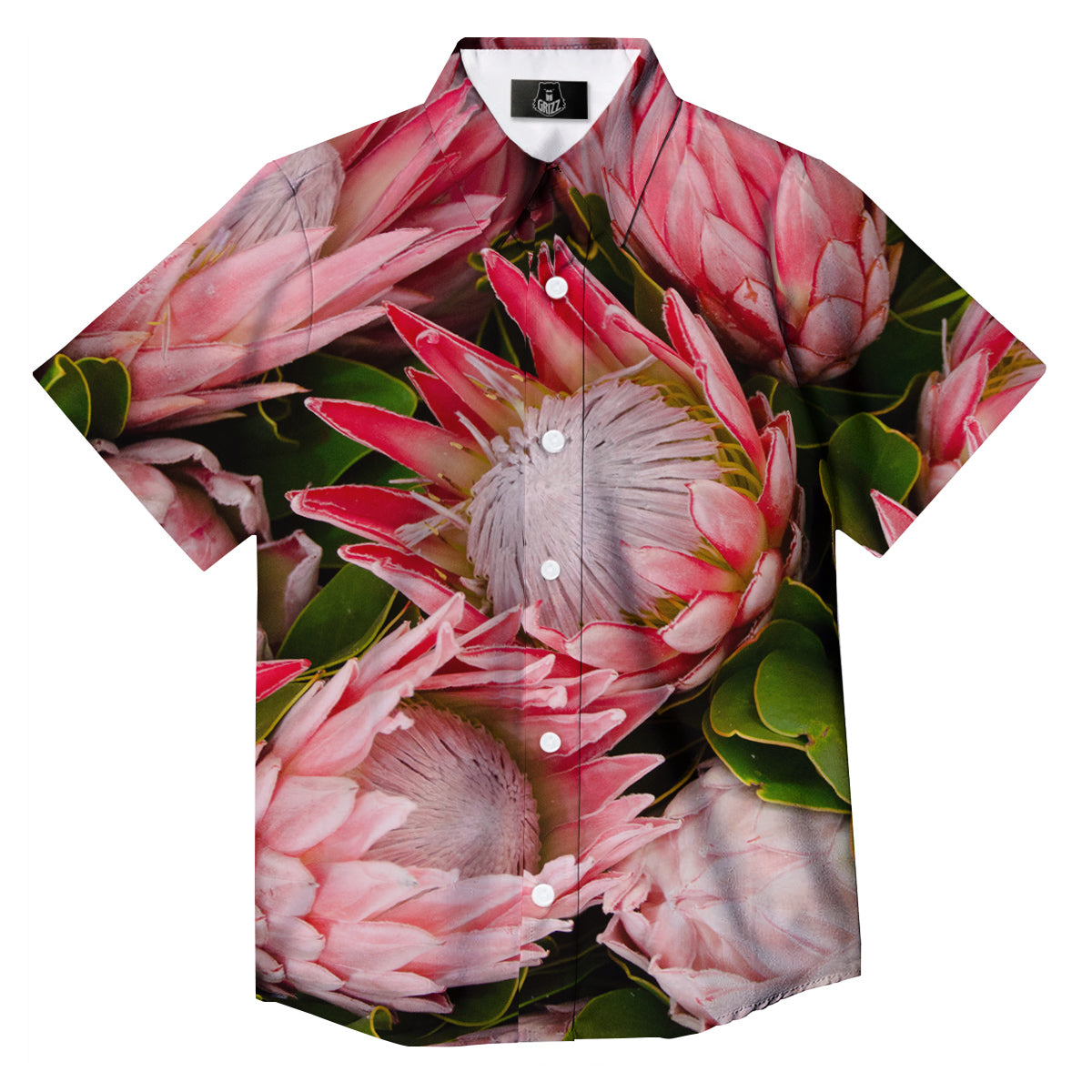 Proteas Bunches Print Button Up Shirt-grizzshop