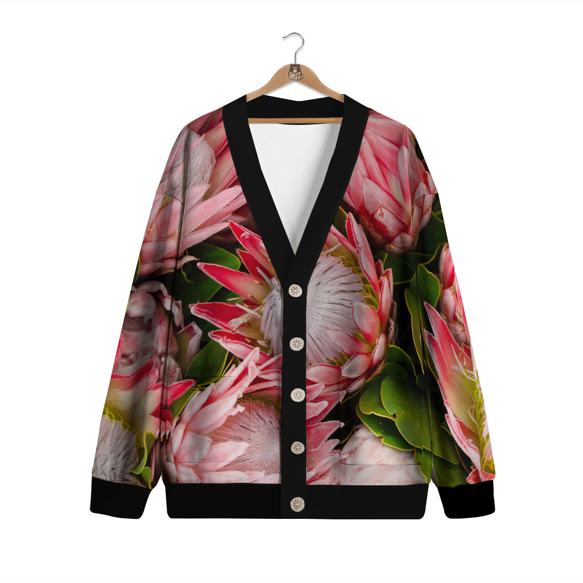 Proteas Bunches Print Cardigan-grizzshop