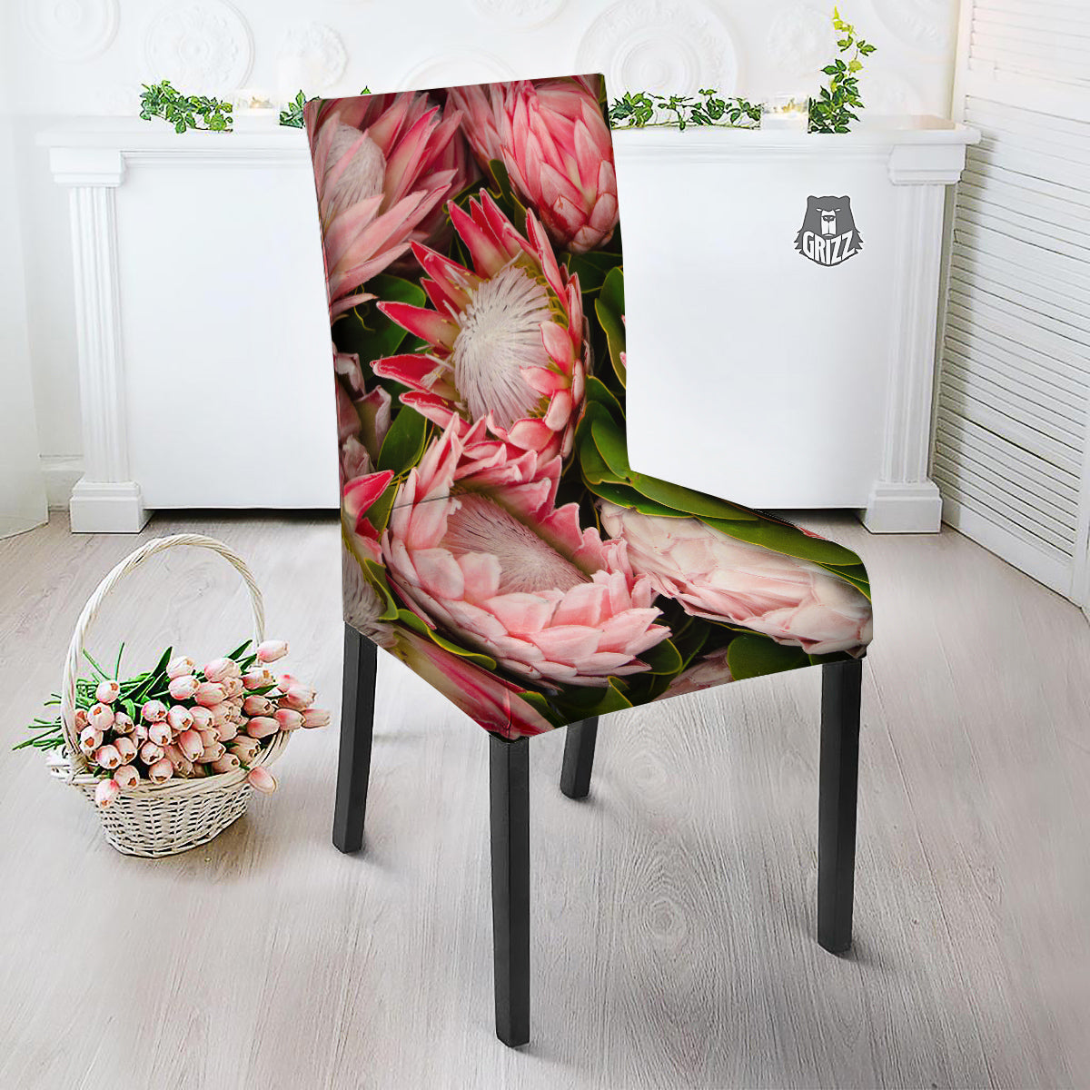 Proteas Bunches Print Dining Chair Slipcover-grizzshop