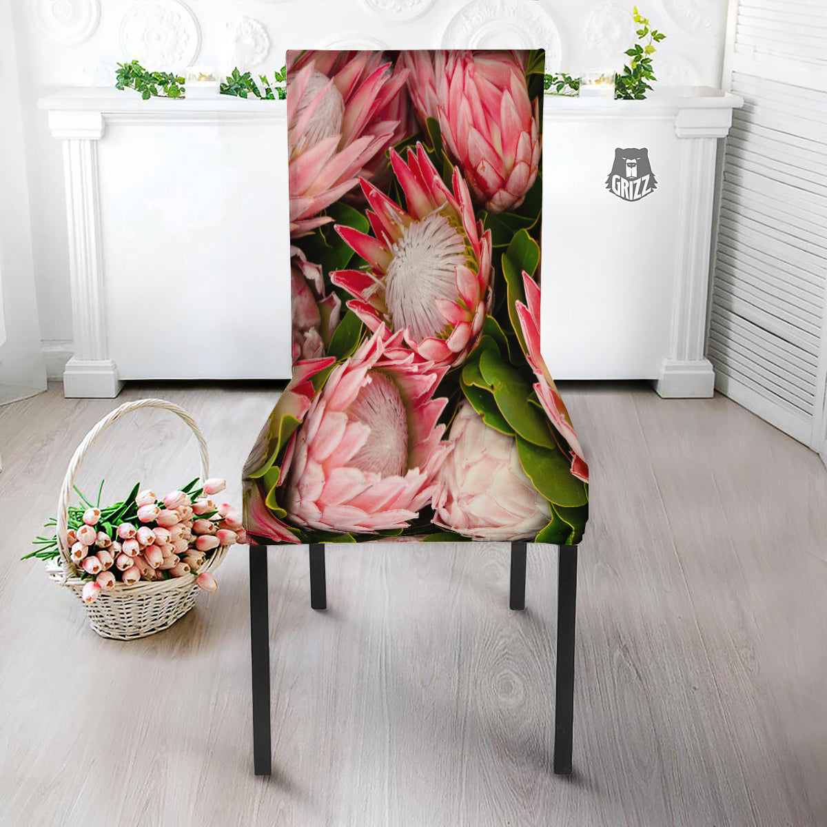 Proteas Bunches Print Dining Chair Slipcover-grizzshop