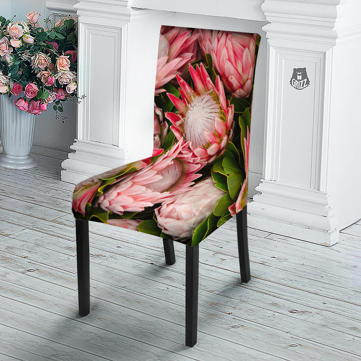 Proteas Bunches Print Dining Chair Slipcover-grizzshop