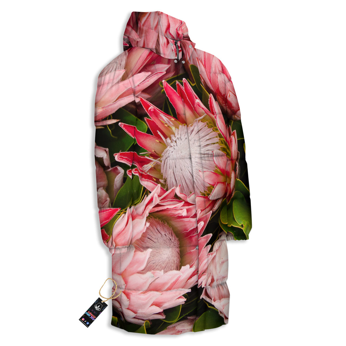 Proteas Bunches Print Long Down Jacket-grizzshop