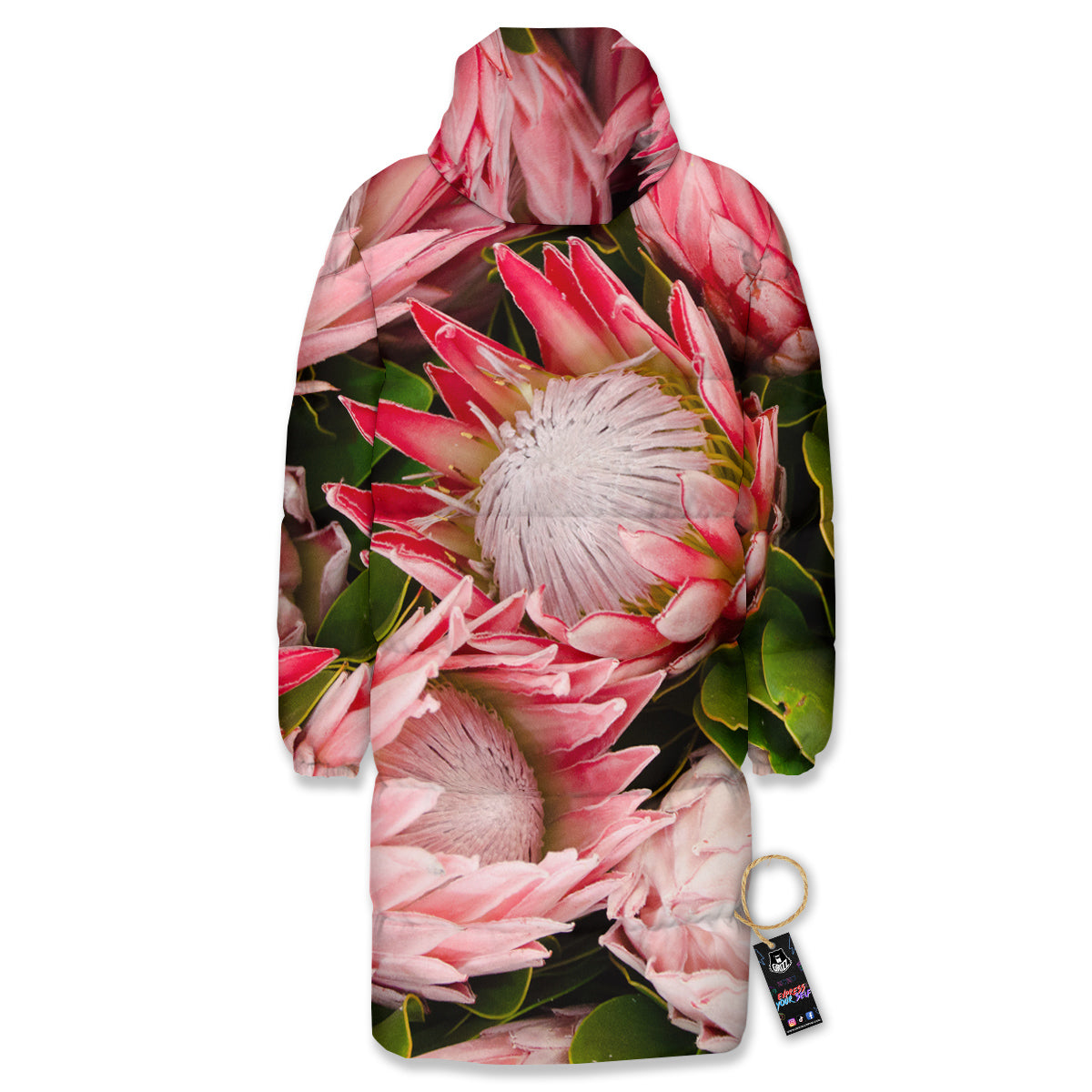 Proteas Bunches Print Long Down Jacket-grizzshop