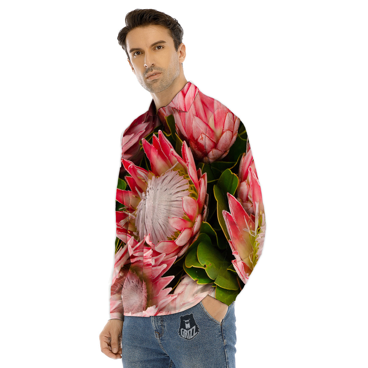 Proteas Bunches Print Men's Dress Shirts-grizzshop
