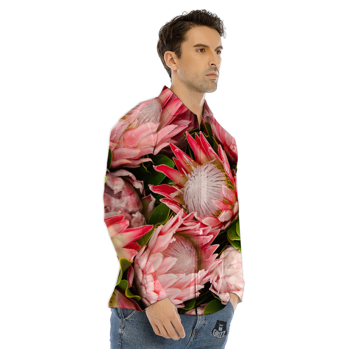 Proteas Bunches Print Men's Dress Shirts-grizzshop