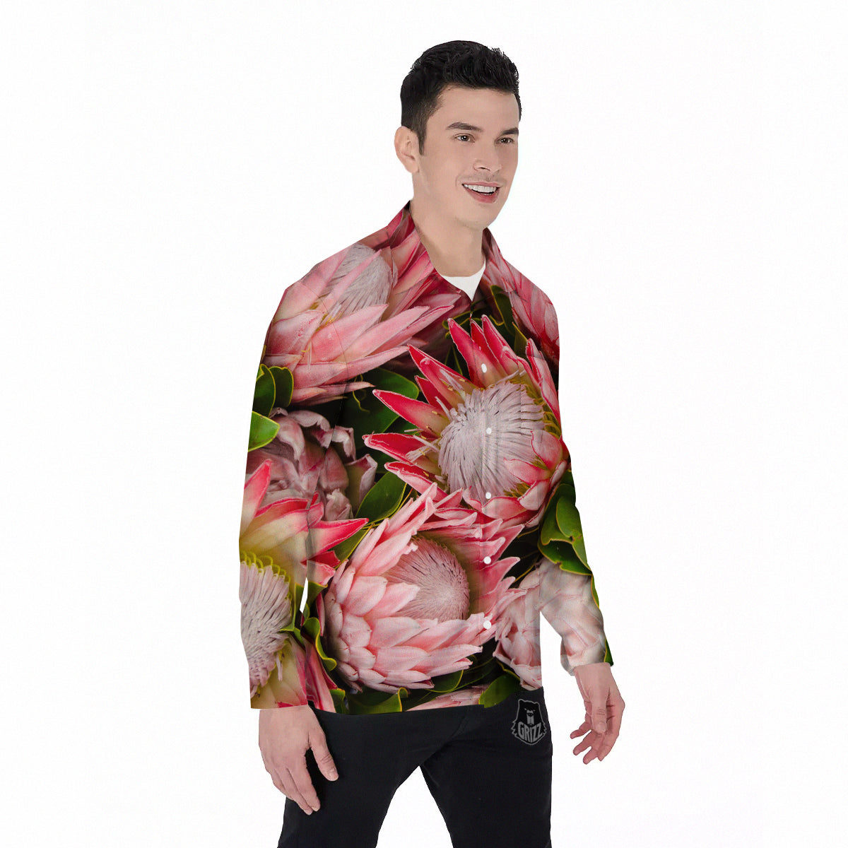 Proteas Bunches Print Men's Long Sleeve Shirts-grizzshop