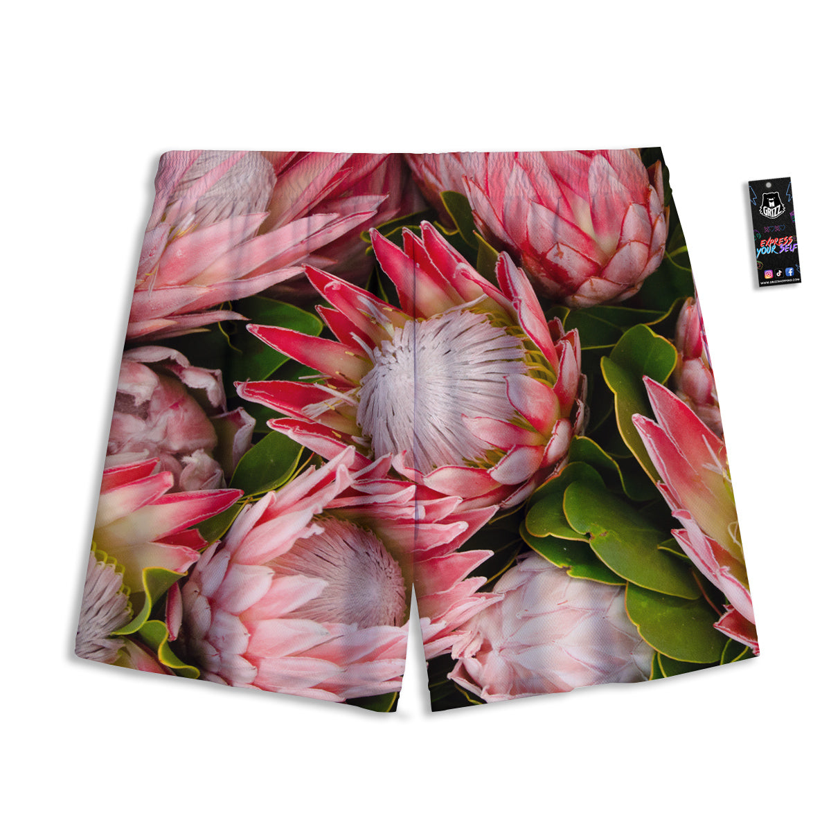Pink Green And White Argyle Print Mesh Shorts