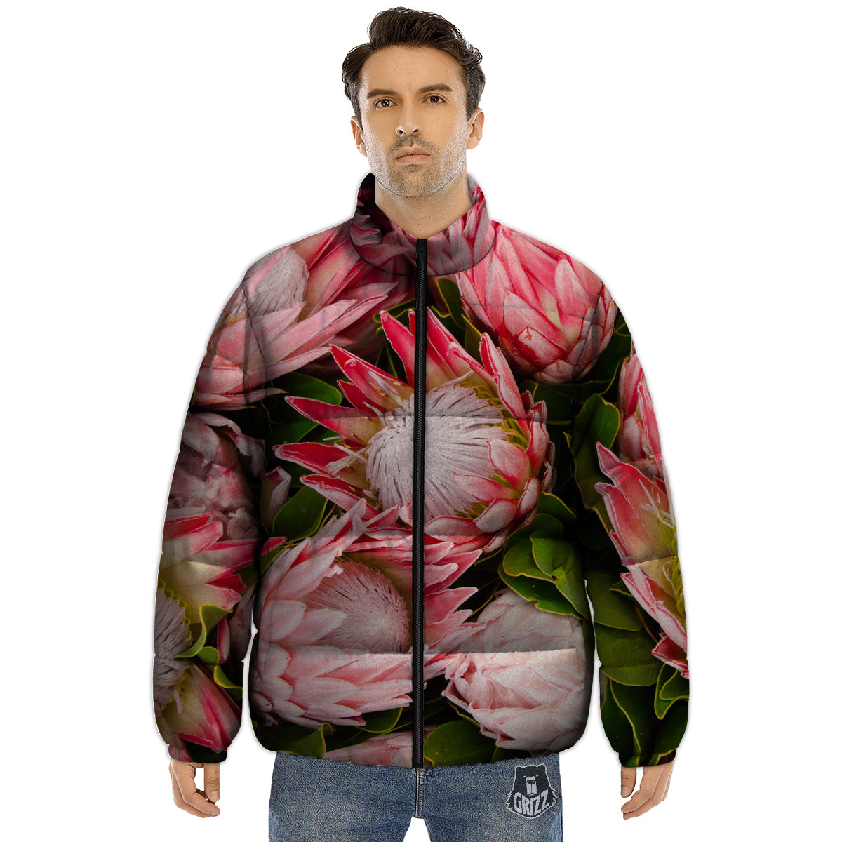 Proteas Bunches Print Puffer Jacket-grizzshop