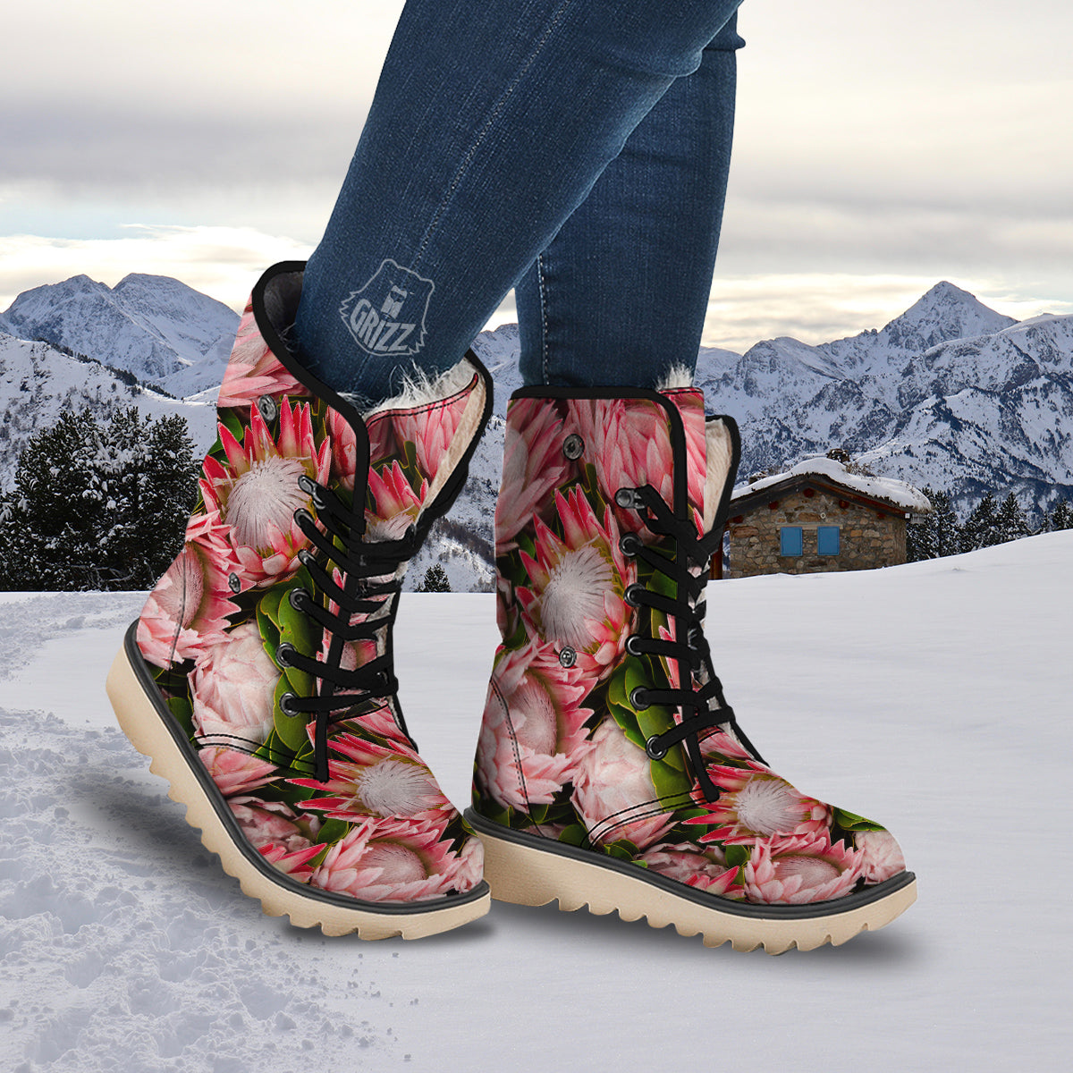 Proteas Bunches Print Snow Boots-grizzshop