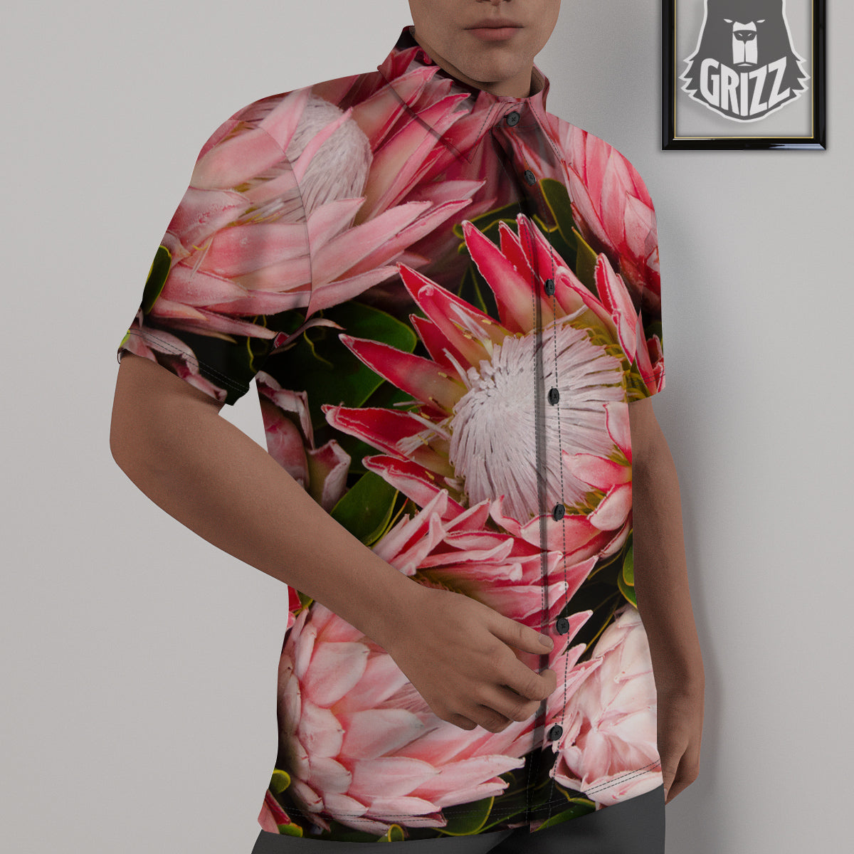 Proteas Bunches Print Untucked Shirts-grizzshop