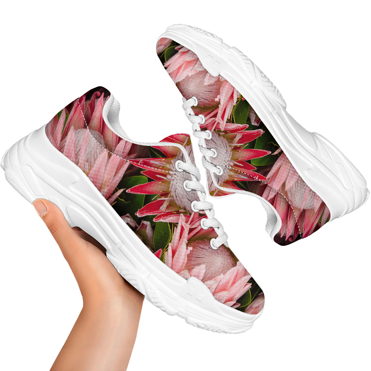 Proteas Bunches Print White Chunky Shoes-grizzshop