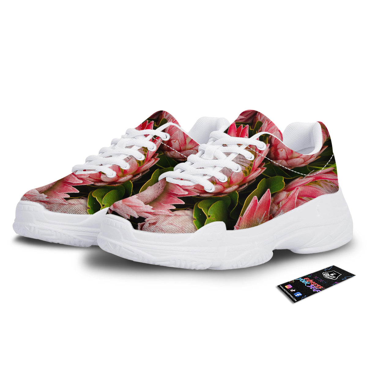 Proteas Bunches Print White Chunky Shoes-grizzshop