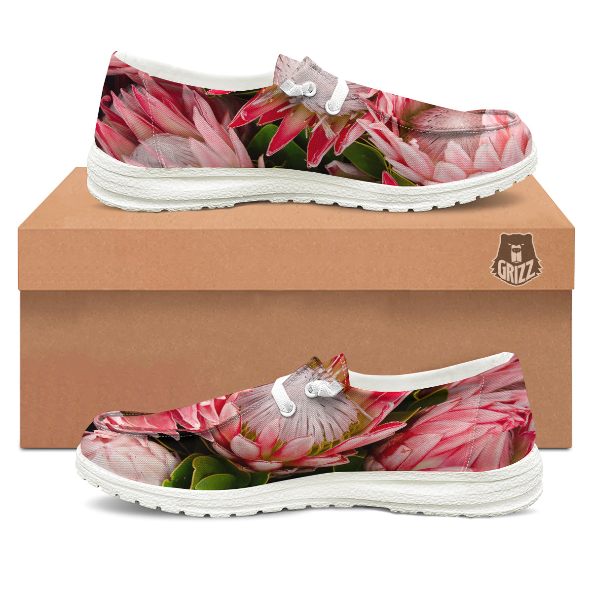 Proteas Bunches Print White Loafers-grizzshop