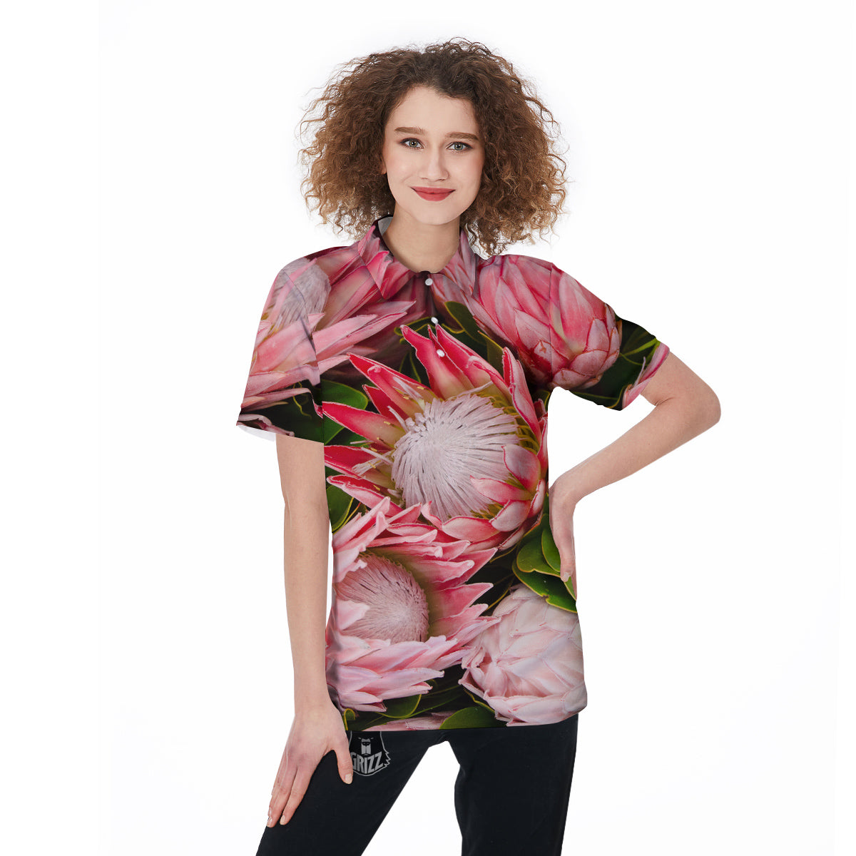 Proteas Bunches Print Women's Golf Shirts-grizzshop