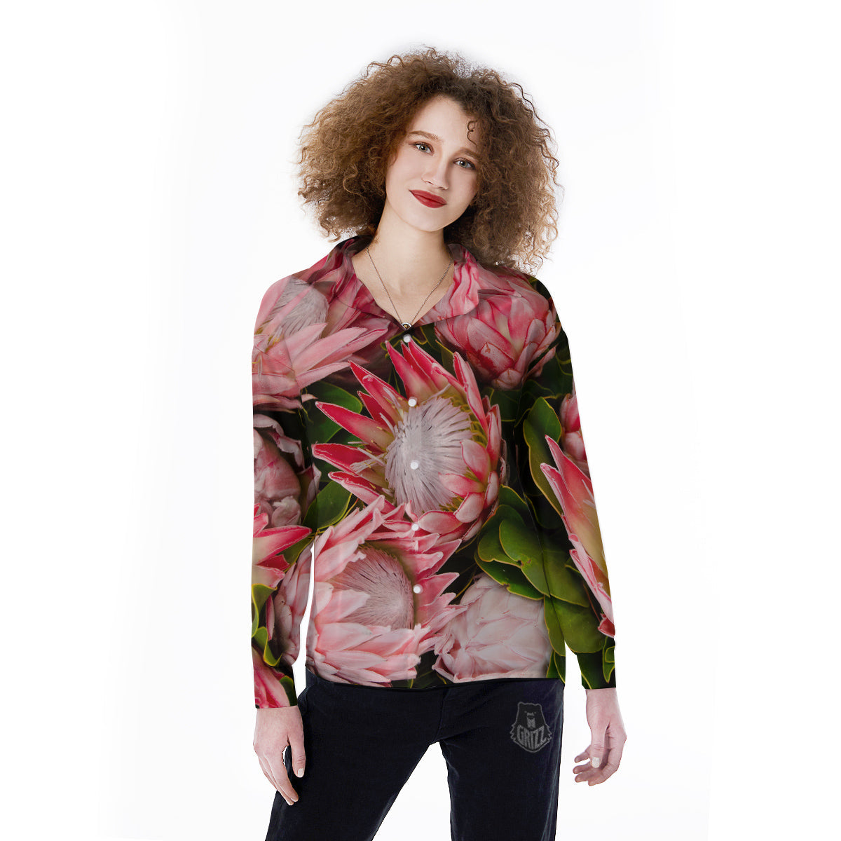 Proteas Bunches Print Women's Long Sleeve Shirts-grizzshop