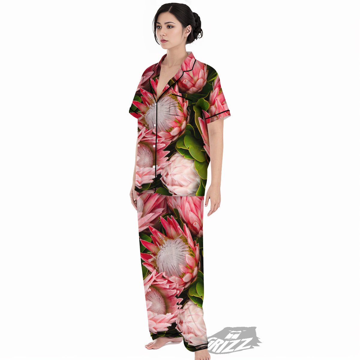 Proteas Bunches Print Women's Pajamas Set-grizzshop
