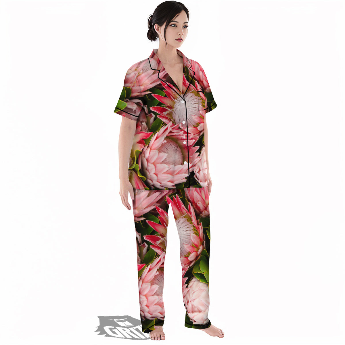 Proteas Bunches Print Women's Pajamas Set-grizzshop