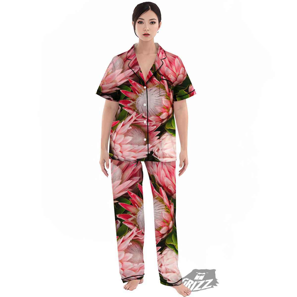 Proteas Bunches Print Women's Pajamas Set-grizzshop