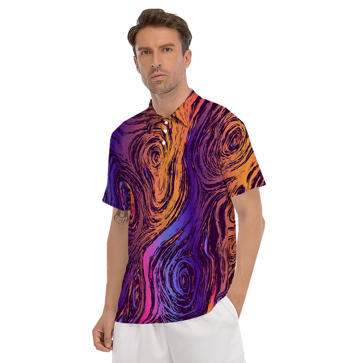 Psychedelic Abstract Men's Golf Shirts-grizzshop