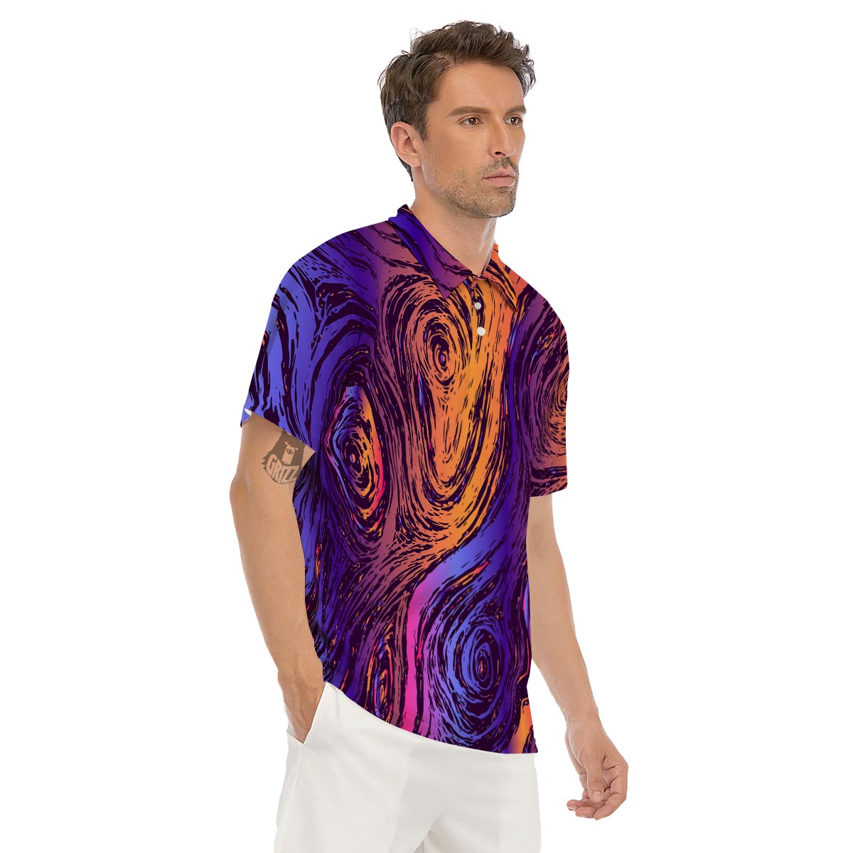 Psychedelic Abstract Men's Golf Shirts-grizzshop