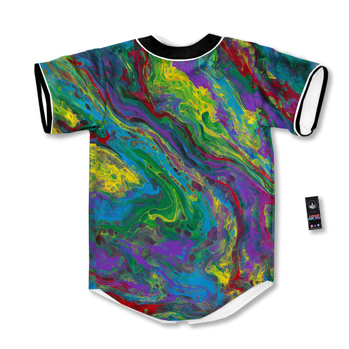 Psychedelic Abstract Print Baseball Jersey-grizzshop