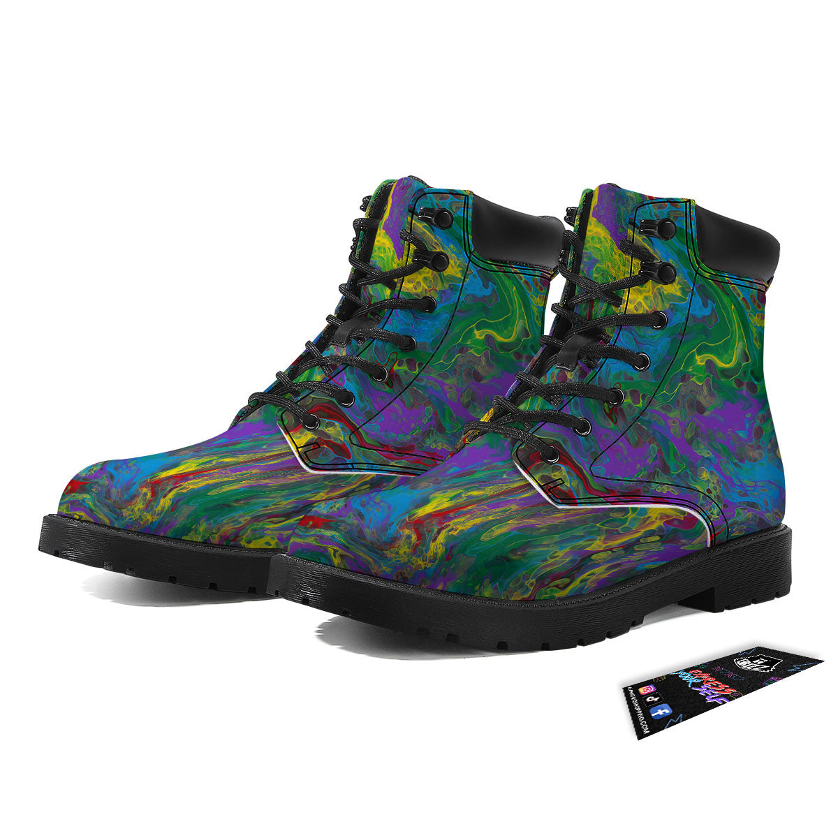 Psychedelic Abstract Print Boots-grizzshop