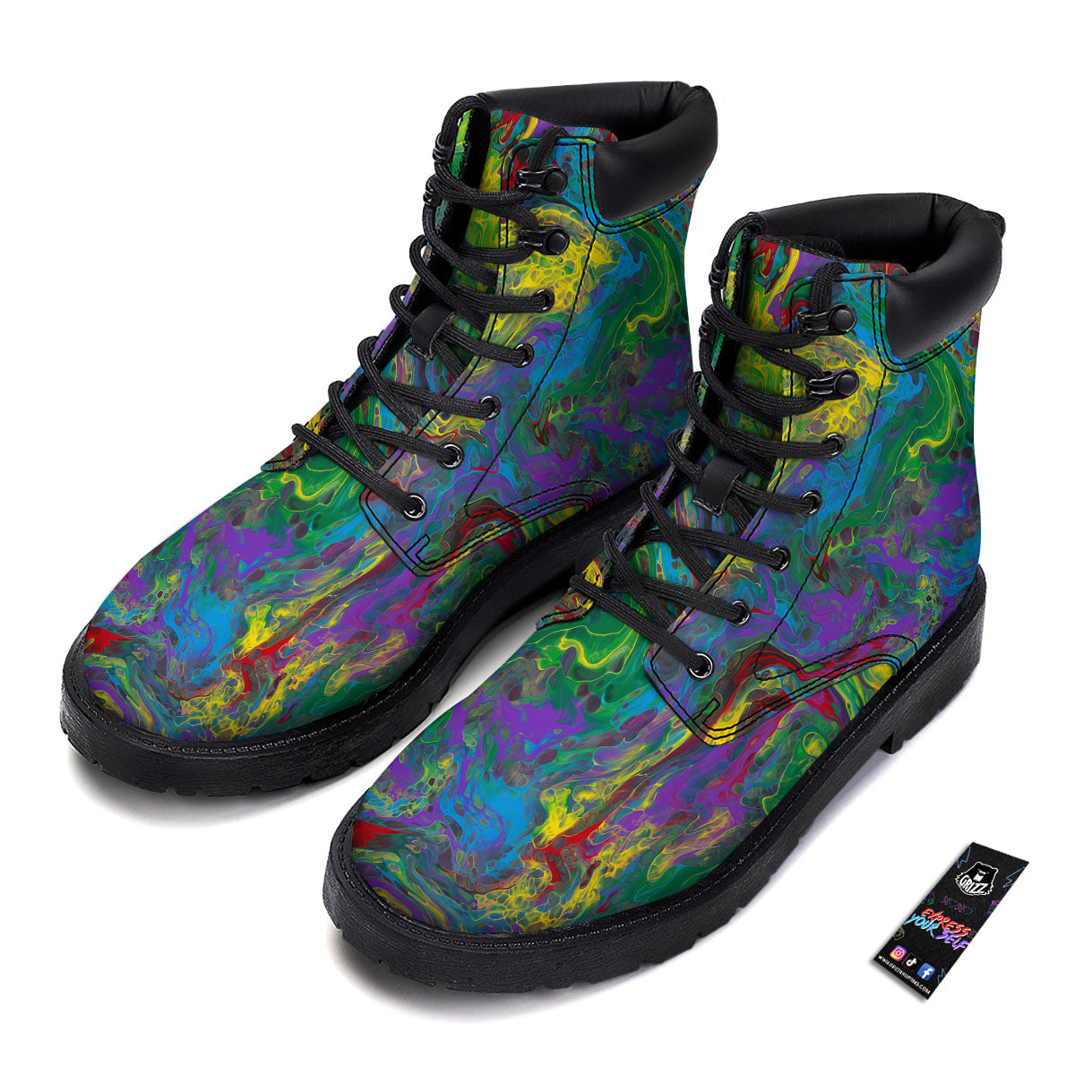 Psychedelic Abstract Print Boots-grizzshop