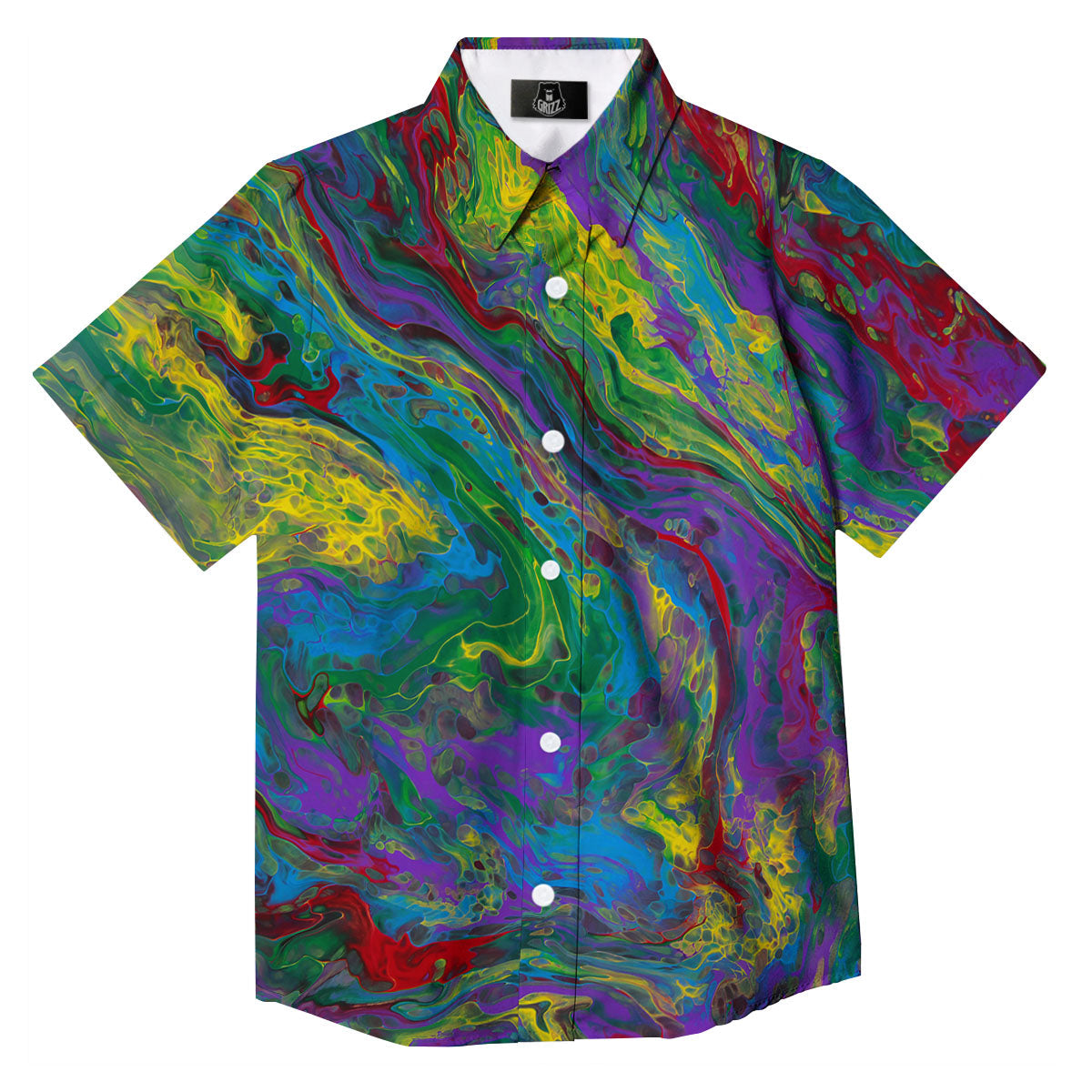 Psychedelic Abstract Print Button Up Shirt-grizzshop