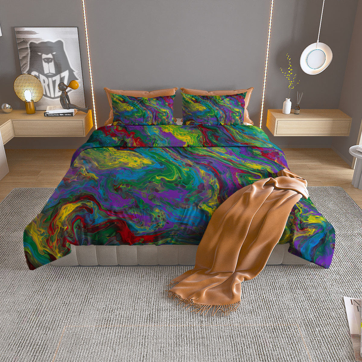 Psychedelic Abstract Print Duvet Cover Bedding Set