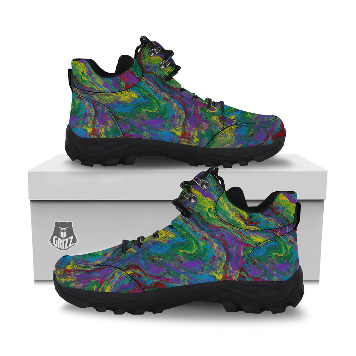 Psychedelic Abstract Print Hiking Shoes-grizzshop