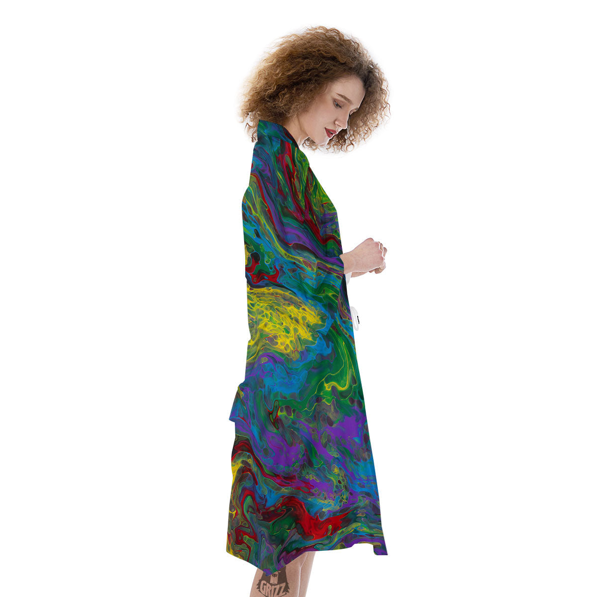 Psychedelic Abstract Print Kimono-grizzshop