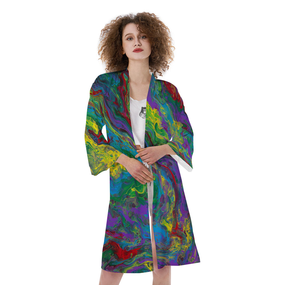 Psychedelic Abstract Print Kimono-grizzshop