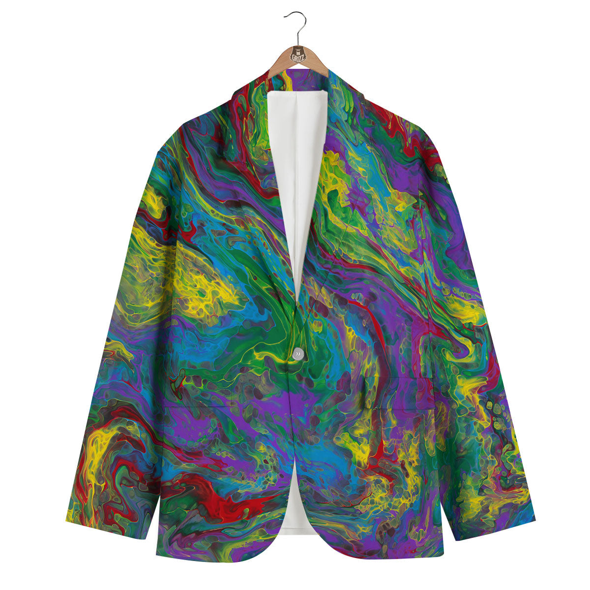 Psychedelic Abstract Print Men's Blazer-grizzshop
