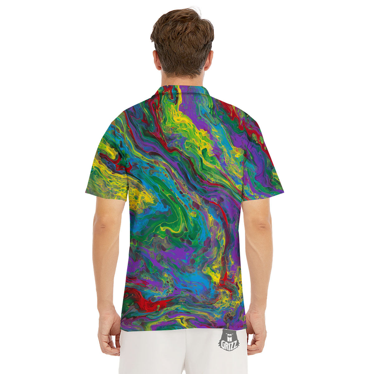 Psychedelic Abstract Print Men's Golf Shirts-grizzshop