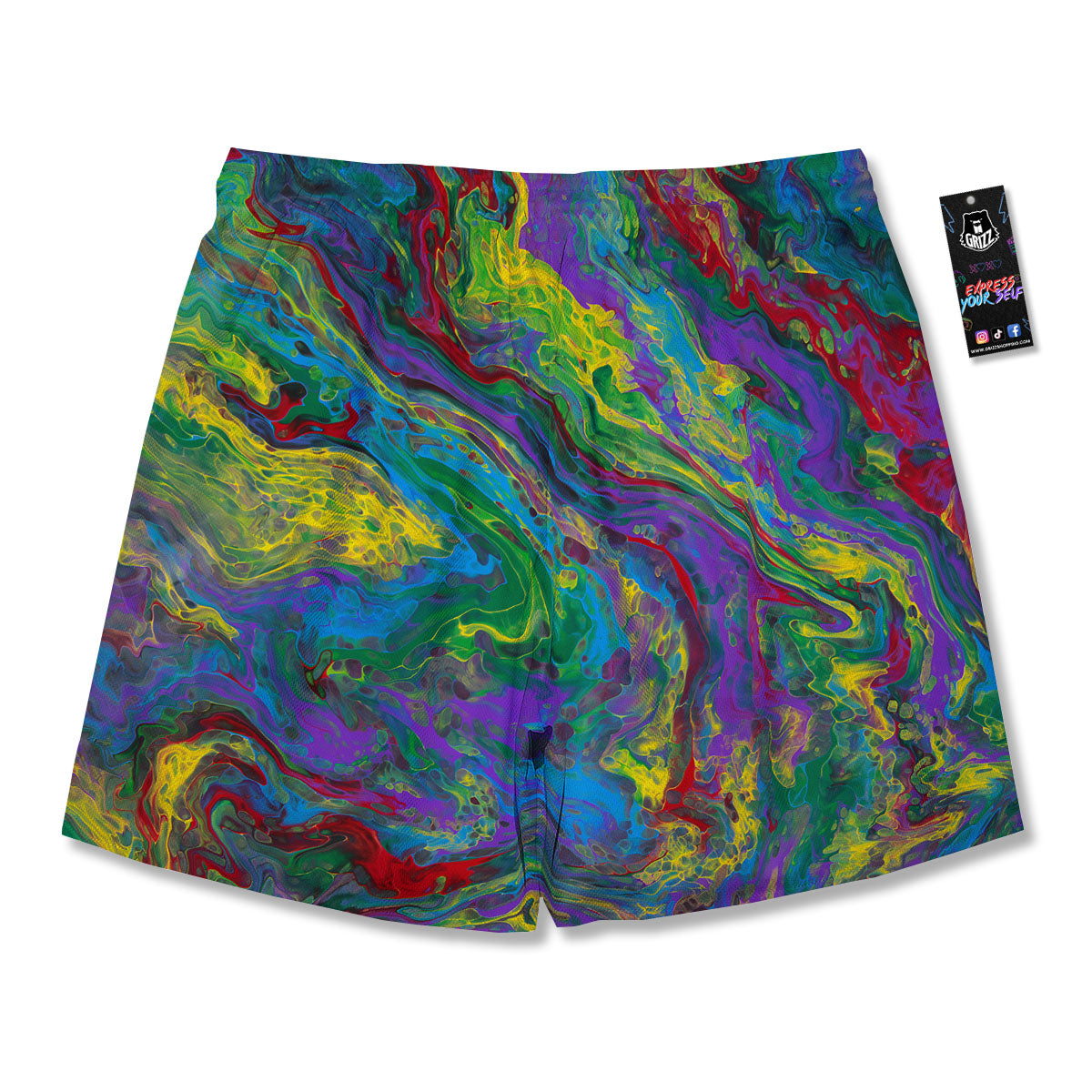 Psychedelic Abstract Print Men's Running Shorts-grizzshop