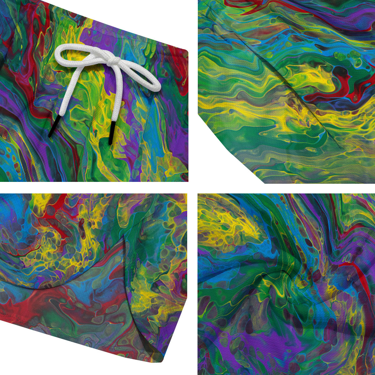 Psychedelic Abstract Print Men's Running Shorts-grizzshop