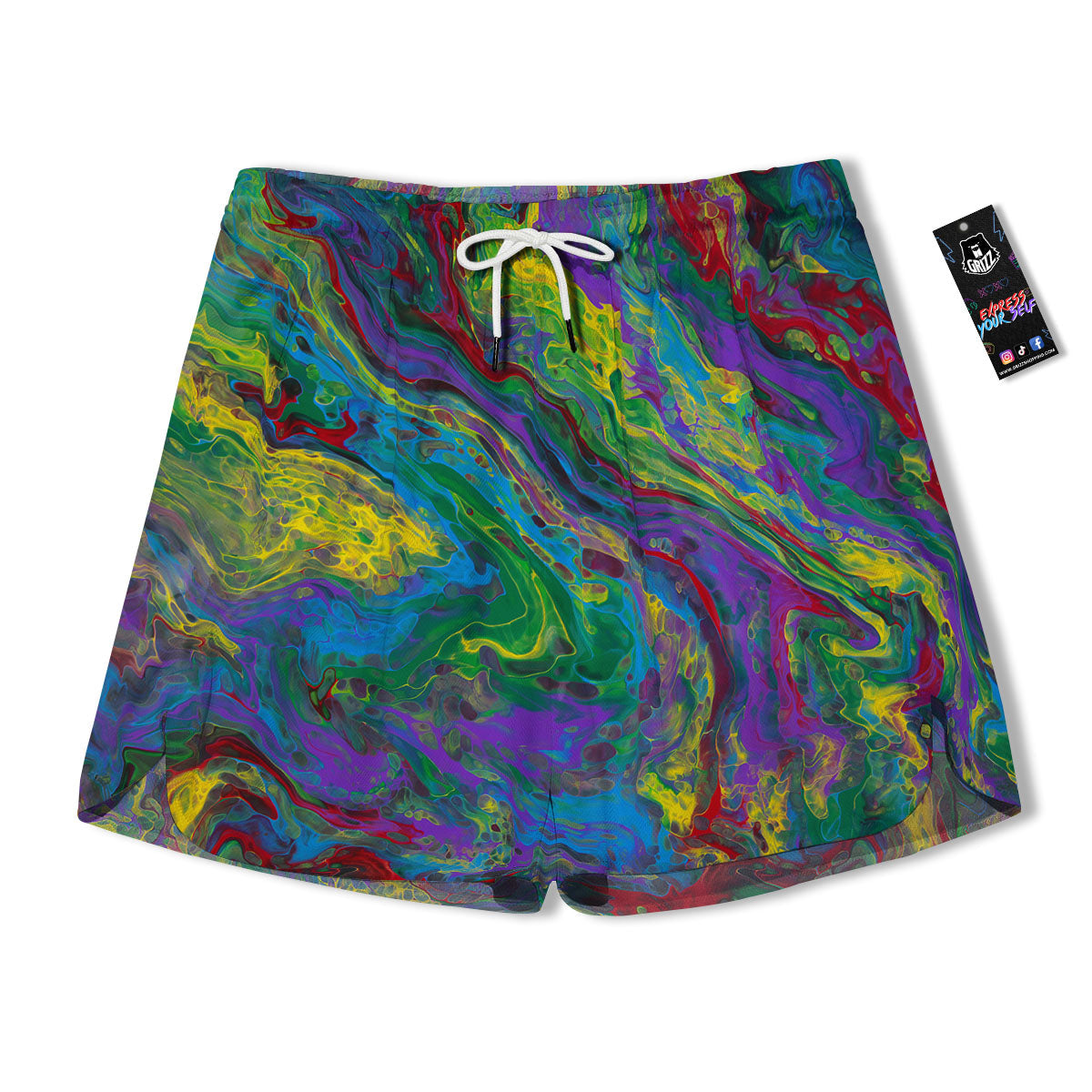 Psychedelic Abstract Print Men's Running Shorts-grizzshop