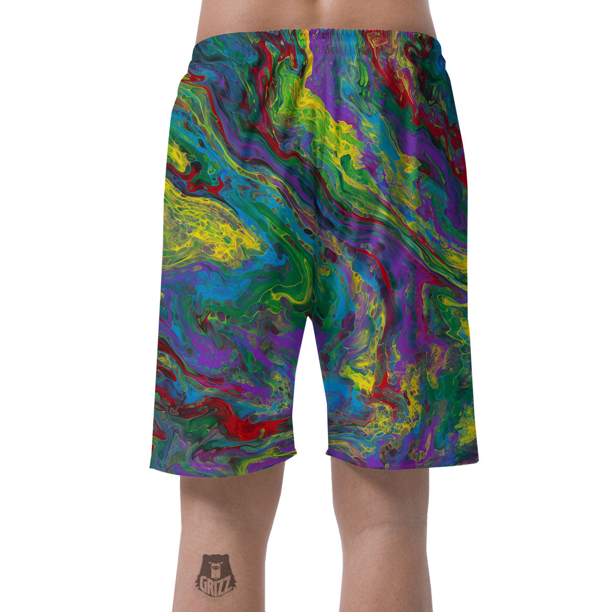 Psychedelic Abstract Print Men's Shorts-grizzshop