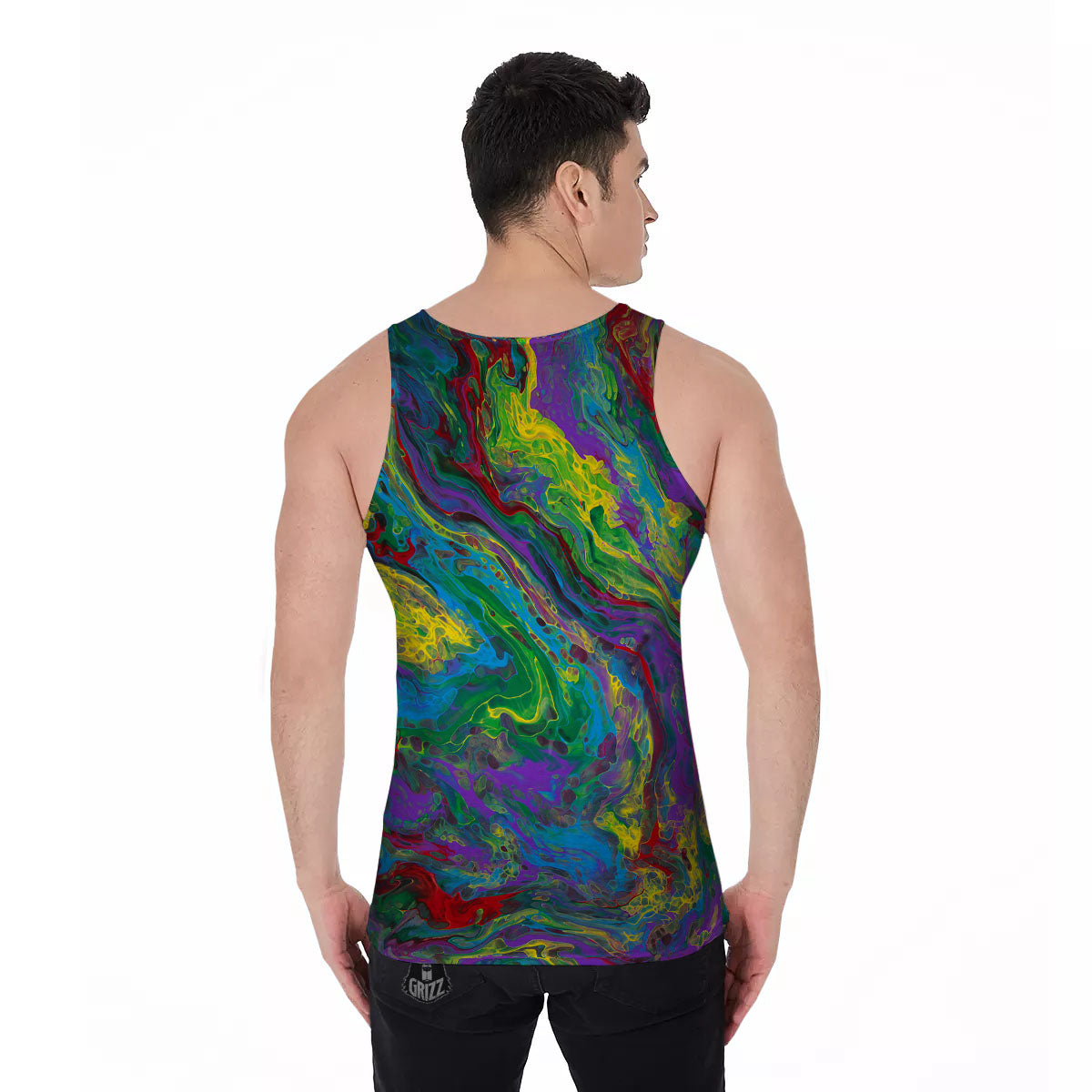 Psychedelic Abstract Print Men's Tank Top-grizzshop
