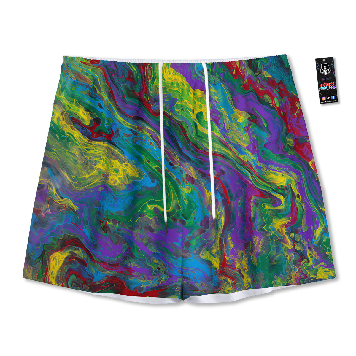 Portrait Golden Retriever Print Mesh Shorts