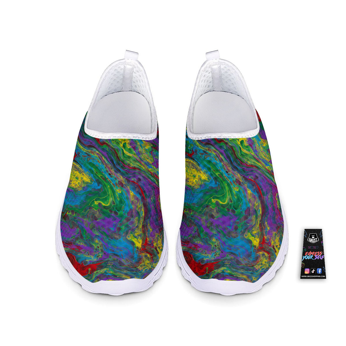 Psychedelic Abstract Print Nurse Shoes-grizzshop