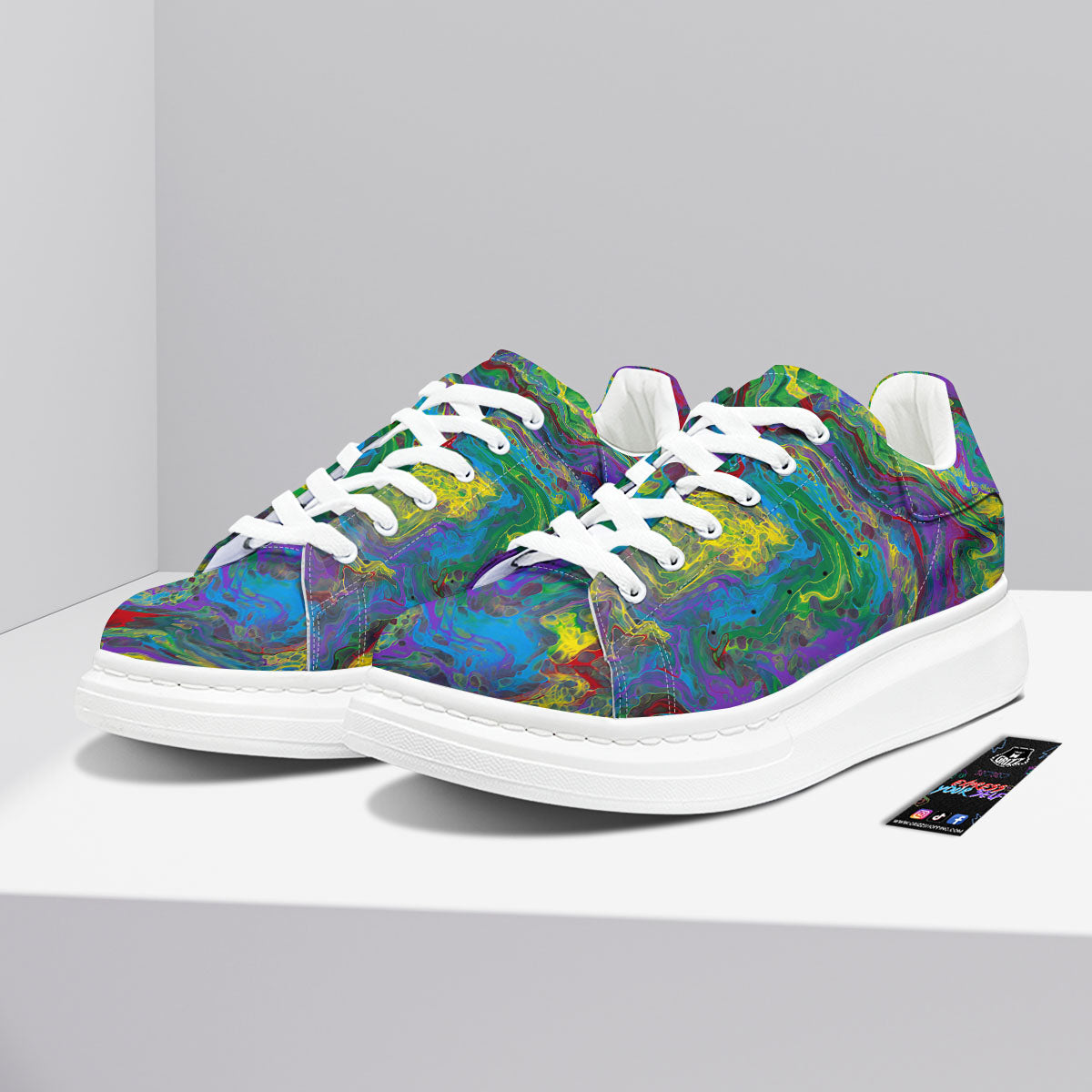 Psychedelic Abstract Print Platform Shoes-grizzshop