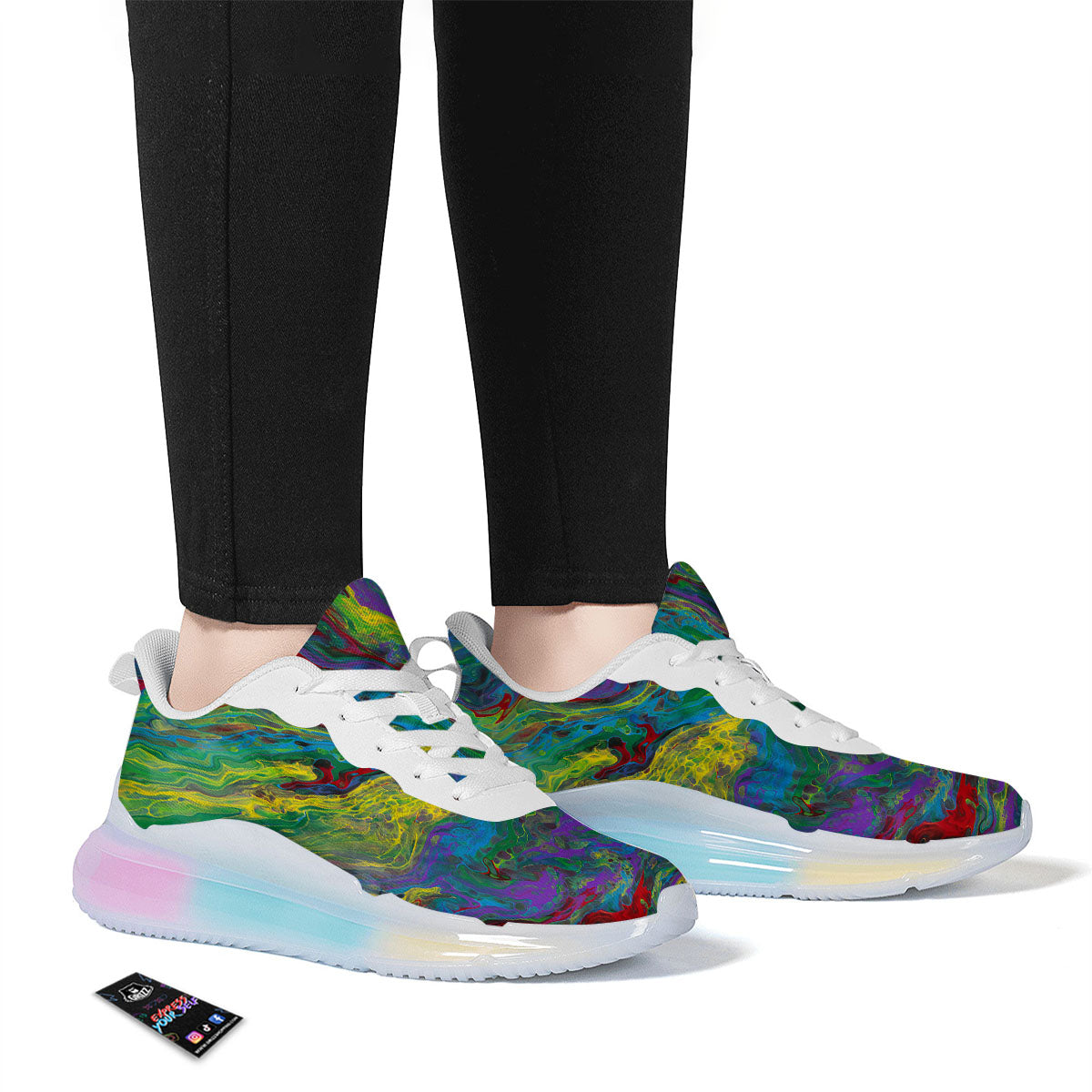 Psychedelic Abstract Print Running Sneakers-grizzshop
