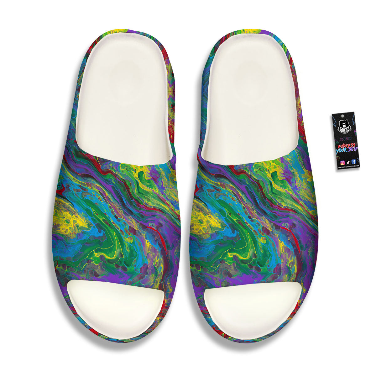 Psychedelic Abstract Print Sandals-grizzshop